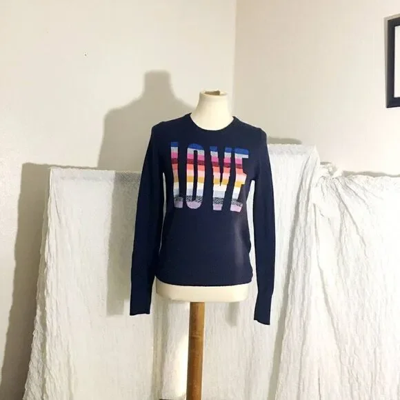 Gap Love Rainbow Crew Sweater Top Size Small - Picture 2 of 7